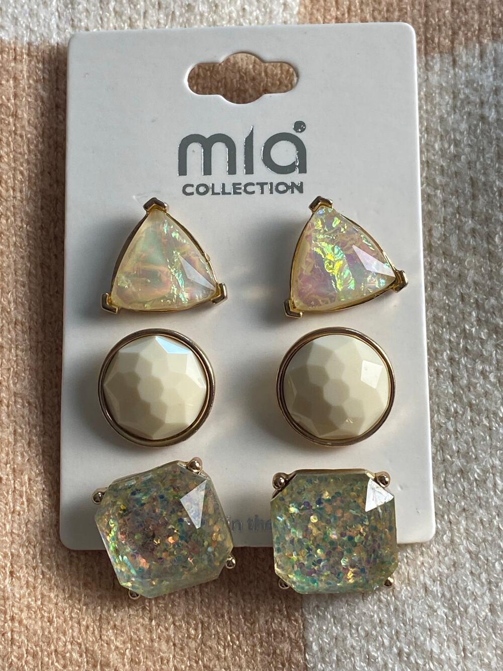 Mia Collection Set of 3 Stoned Stud Earrings NWT